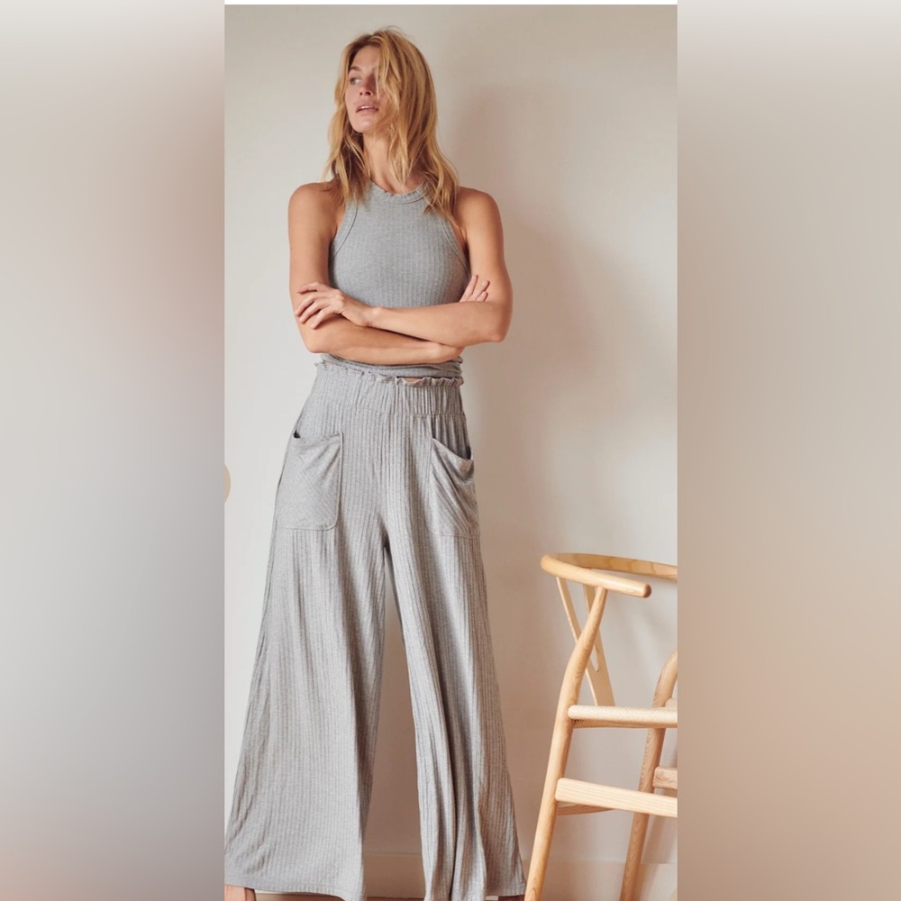 Free People Movement Blissed Out Wide Leg Pants in Heather Grey